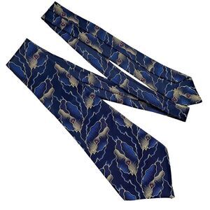 Vtg 1940s Men's Tie Cravat Abstract Blue Gray Swing Rockabilly